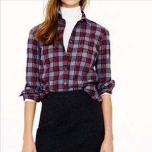 J Crew Womens Boy Shirt Plaid shirt Casual look Classic Flannel sz 4